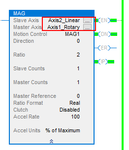 MAG instruction with Axis2_Linear and Axis1_Rotary tags called out
